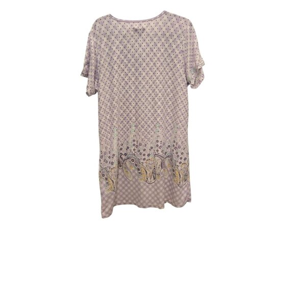Betsy TW Lavender Button Lounge Dress With Paisley & Gingham Print Short 2XL - Picture 5 of 7